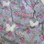 Blue Floral Embroidered Lawn Suit with Butterfly Cutwork Organza Dupatta – 3 Piece Stiched