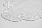 Luxury White Embroidered Organza Dupatta – Scalloped Floral Border