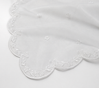 Luxury White Embroidered Organza Dupatta – Scalloped Floral Border
