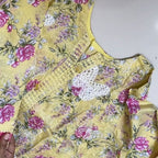 Yellow Floral Embroidered Lawn Suit with Butterfly Cutwork Organza Dupatta – 3 Piece Stiched