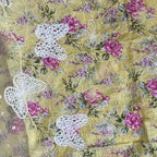 Yellow Floral Embroidered Lawn Suit with Butterfly Cutwork Organza Dupatta – 3 Piece Stiched