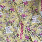 Yellow Floral Embroidered Lawn Suit with Butterfly Cutwork Organza Dupatta – 3 Piece Stiched